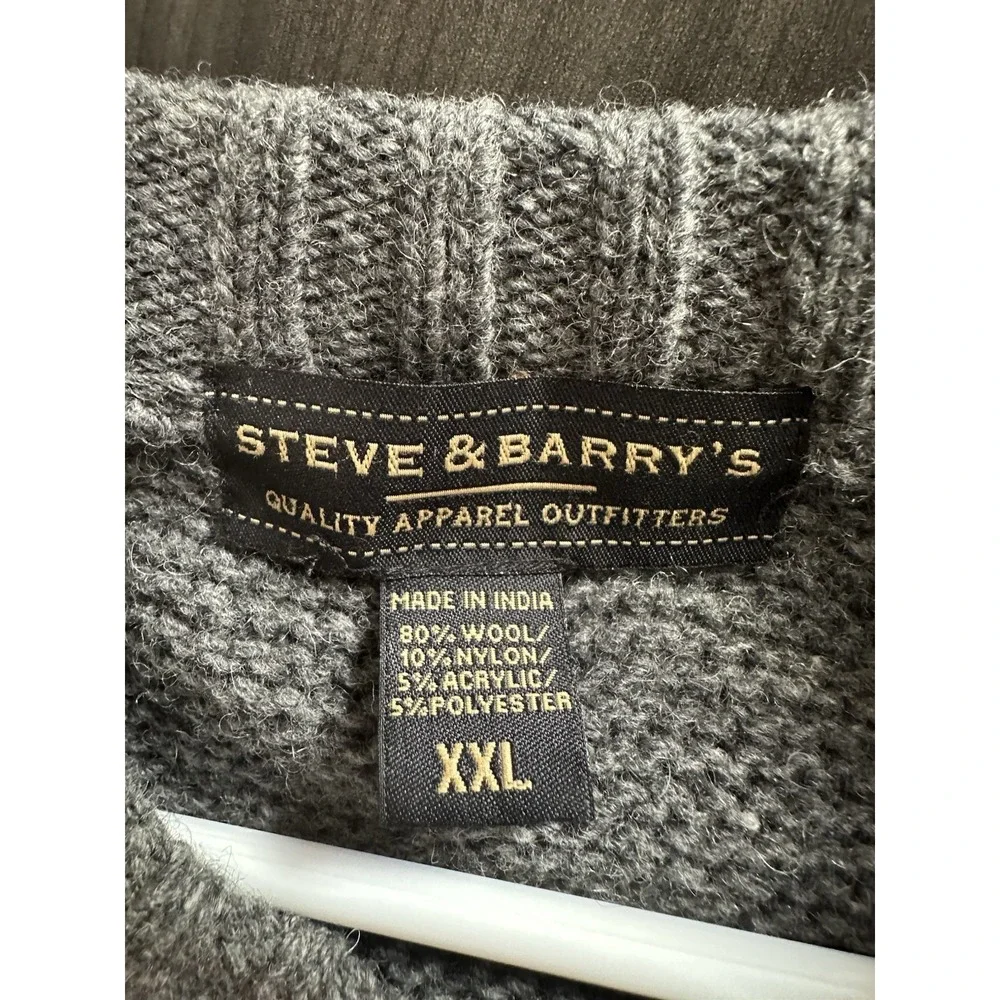 Steve & Barry's Wool V-Neck‎ Sweater  XXL Classic Preppy Academic Heritage Dad